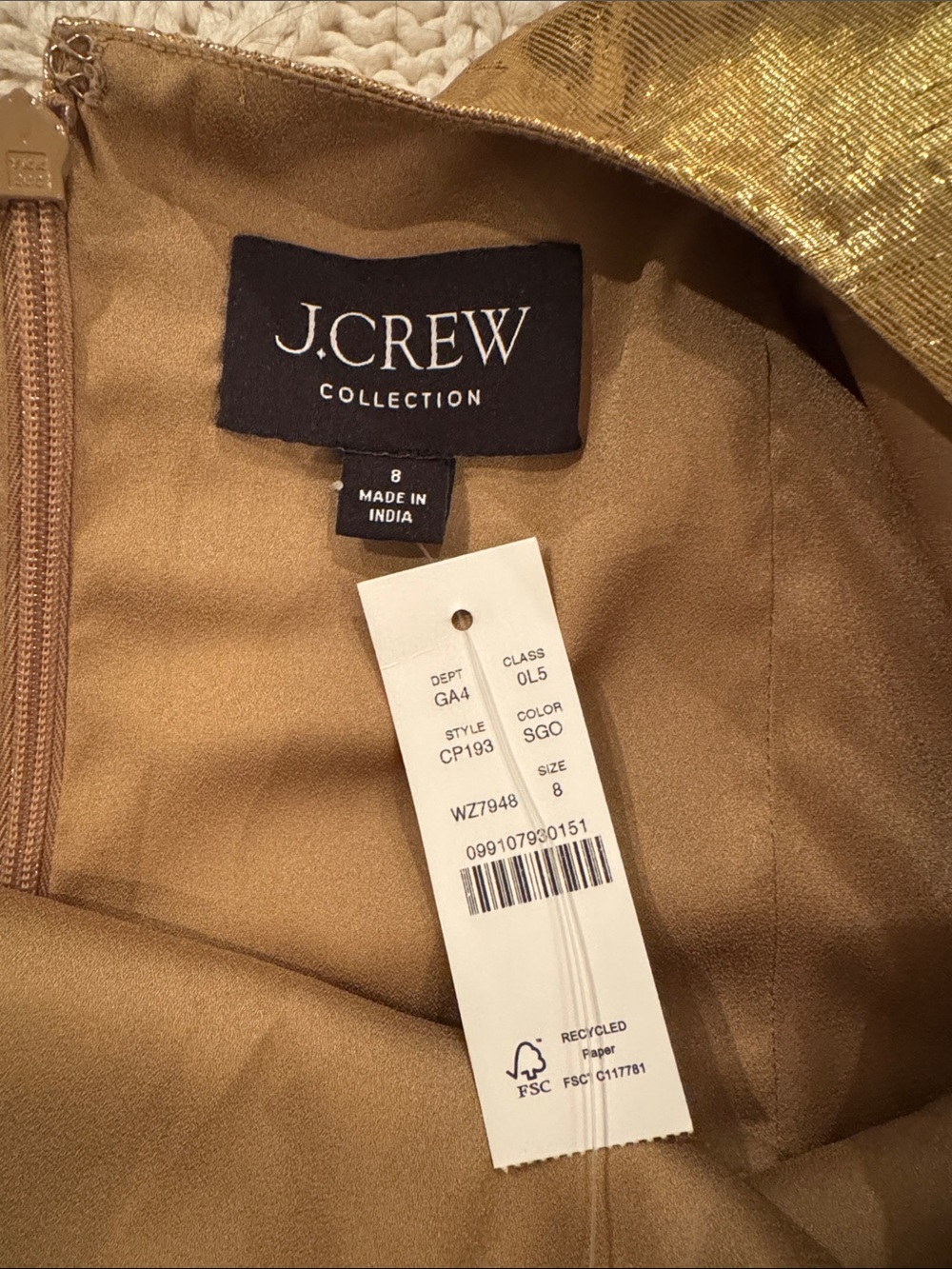 J.Crew Collection scoopback mini dress in crinkle lamé CP193 - Picture 12 of 13
